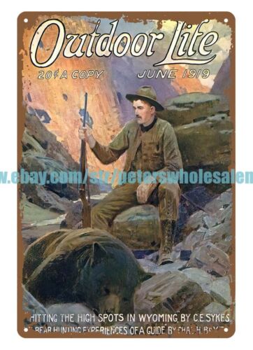 Outdoor Hunting Pictures - 1919 Outdoor Life Bärenjagdgewehr Jäger Metallschild
