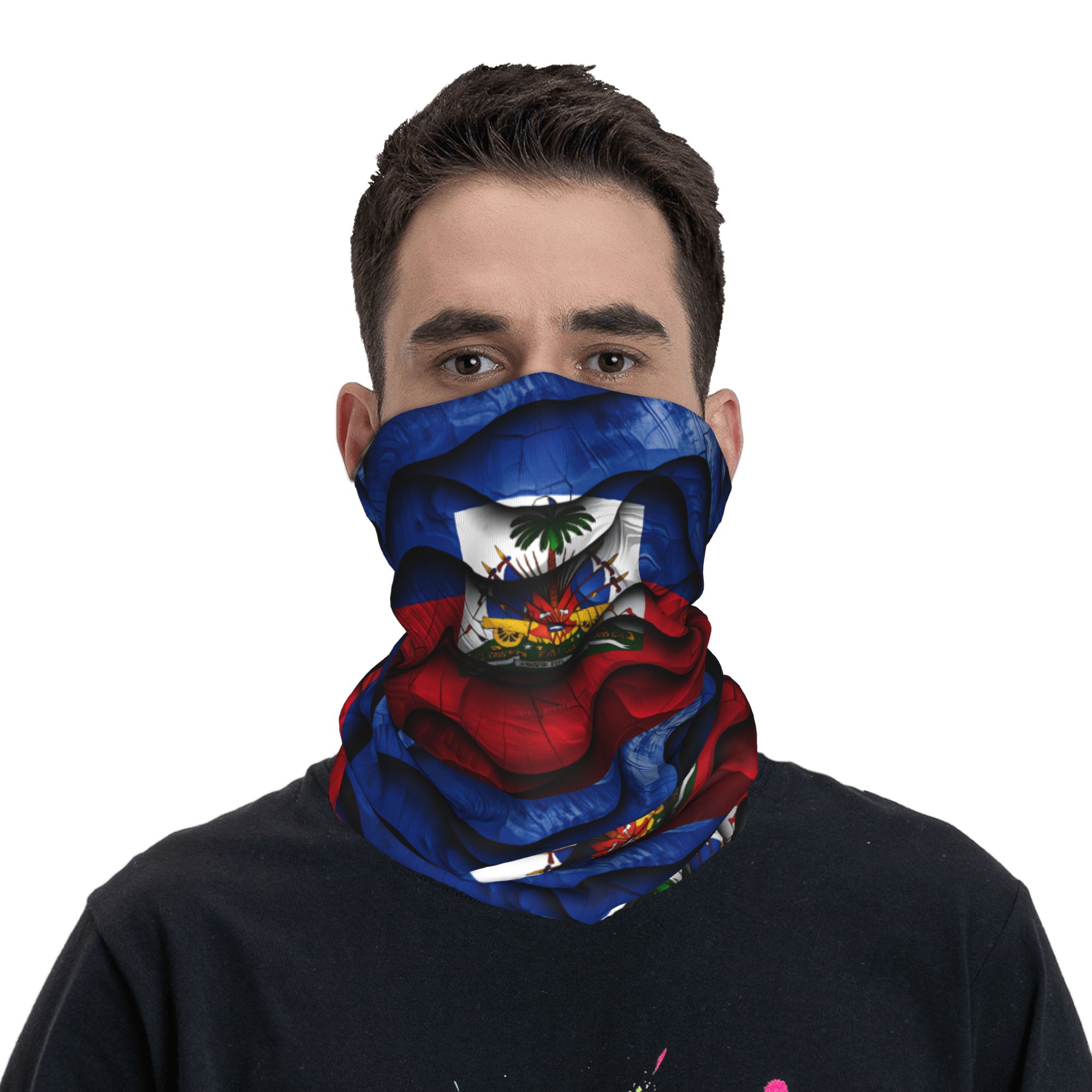 Outdoor Hunting And Fishing - Haiti-Flagge Sturmhaube, Jagd- und Angelmaske, taktische
