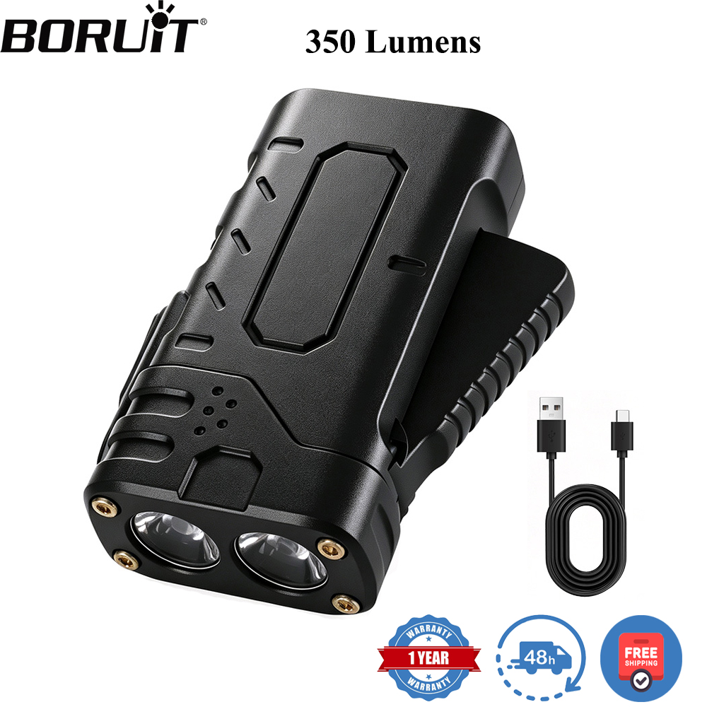 Outdoor Hunting And Fishing - BORUIiT Handkurbel-EDC-LED-Taschenlampe, Typ-C wiederaufladbar, selbstbetriebene Taschenlampe,