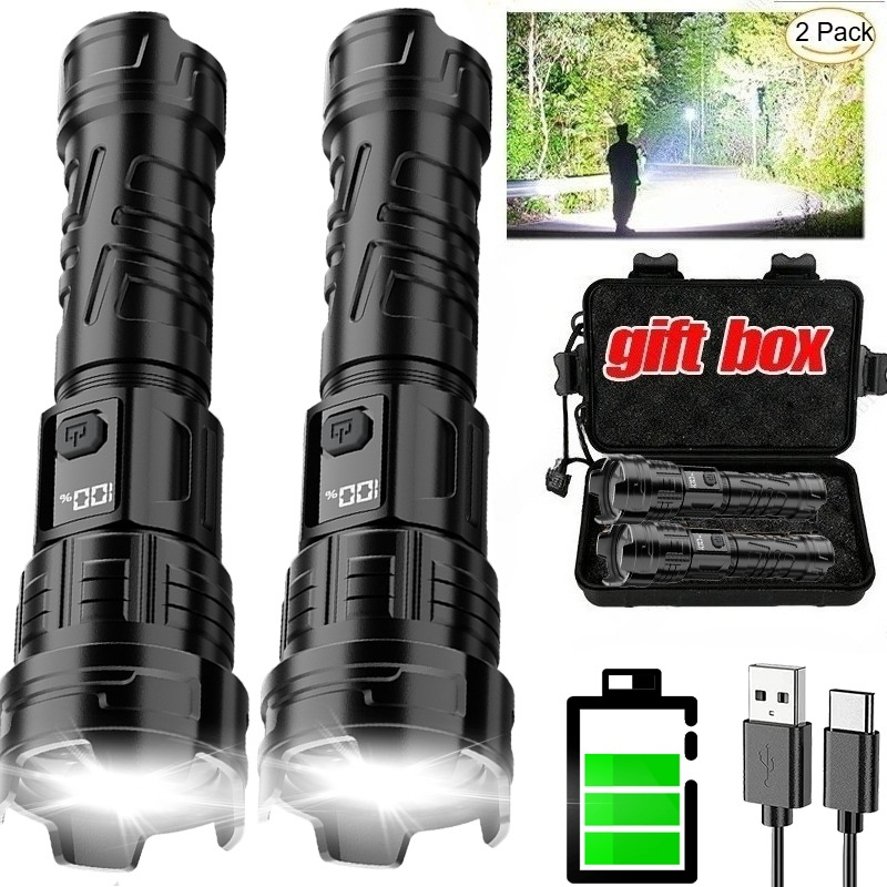 Outdoor Hunting And Fishing - Superhelle LED-Taschenlampe, wiederaufladbar über USB, Outdoor-Zoom,